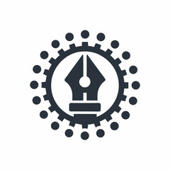 Creative Pen Tool Gear Icon vector Design.