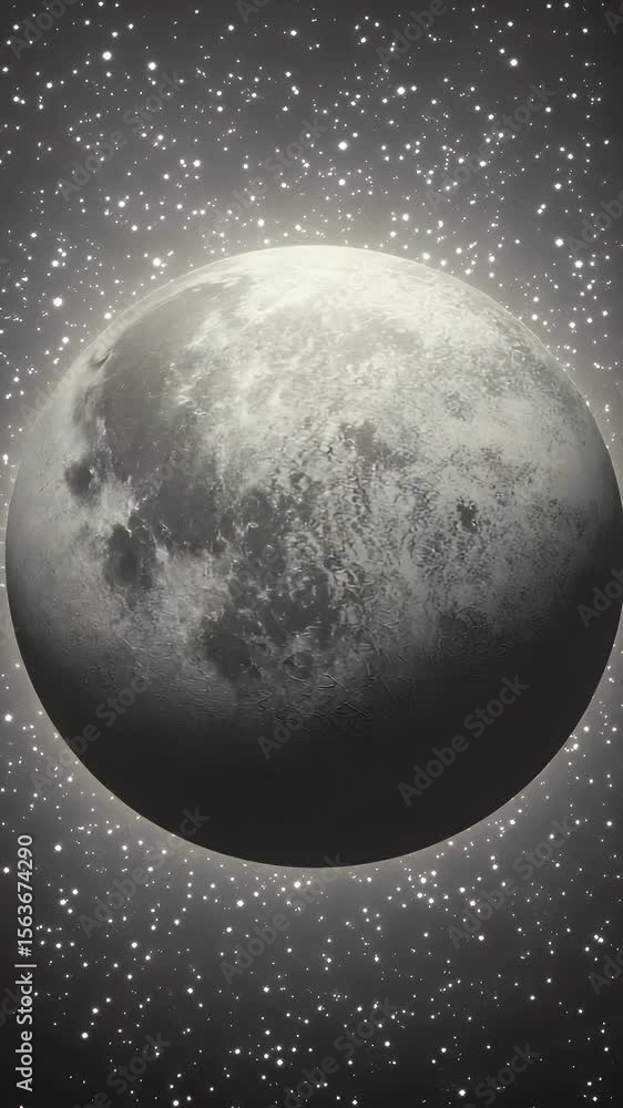 Aufkleber a large detailed moon illuminated against a starry background with a soft glow effect showcasing cel