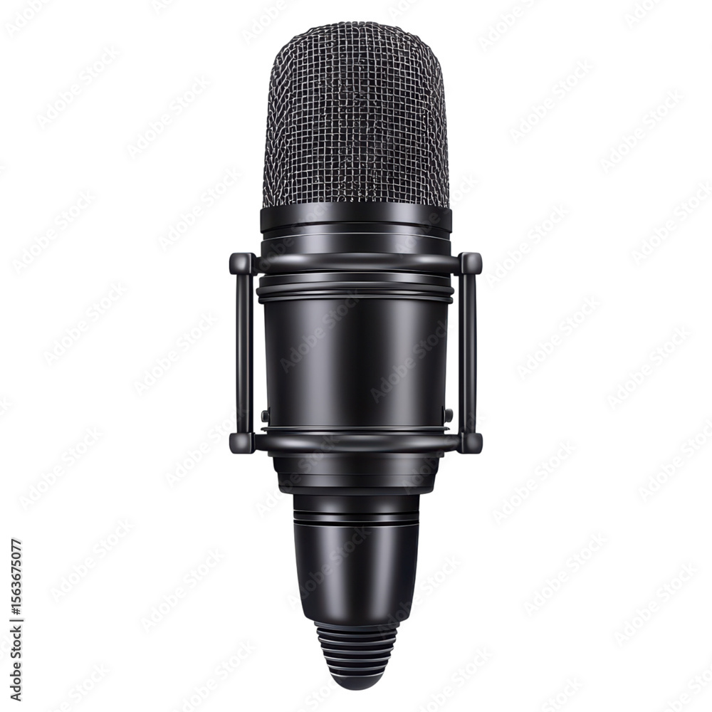 Poster retro style microphone on white background for music and recording use, isolated on transparent back