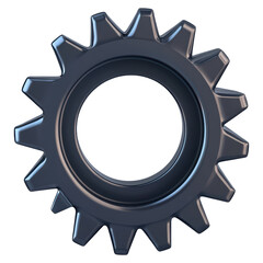 Detailed Image of a Metallic Gear with Sharp Edges and Industrial Finish, isolated on transparent background.
