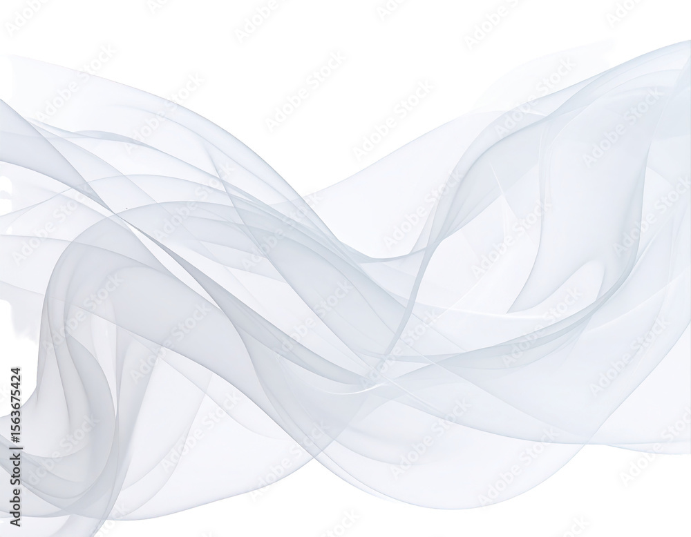 Poster abstract white flowing fabric against a dark background in motion blur isolated on transparent backg