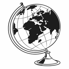"Website Globe Vector - Generative AI & Linocut Silhouette Design"