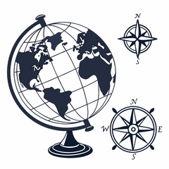 "Website Globe Vector - Generative AI & Linocut Silhouette Design"