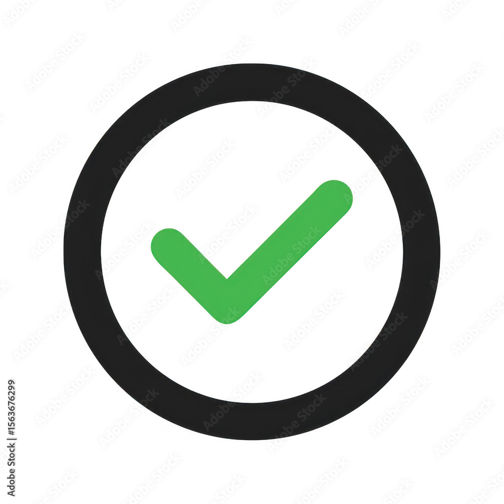 Poster green check mark inside circle isolated on transparent background