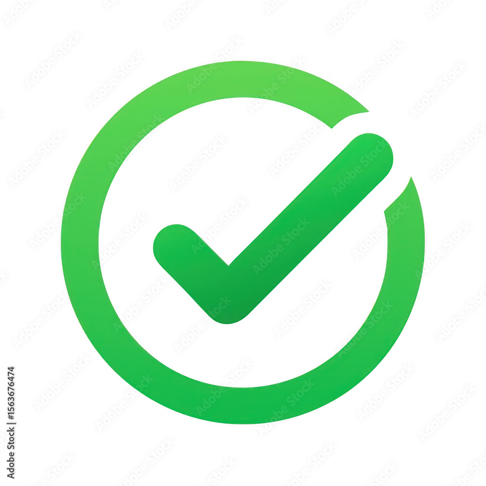 Poster green check mark inside circle isolated on transparent background