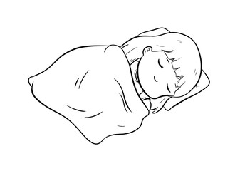 sleeping girl digital illustration on white background