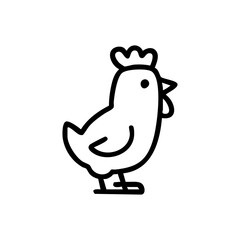 Simple black line drawing of a chicken