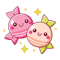 Kawaii candy duo with stars