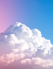 Pastel Sky with Fluffy Clouds, Dreamy Background, and Nature.