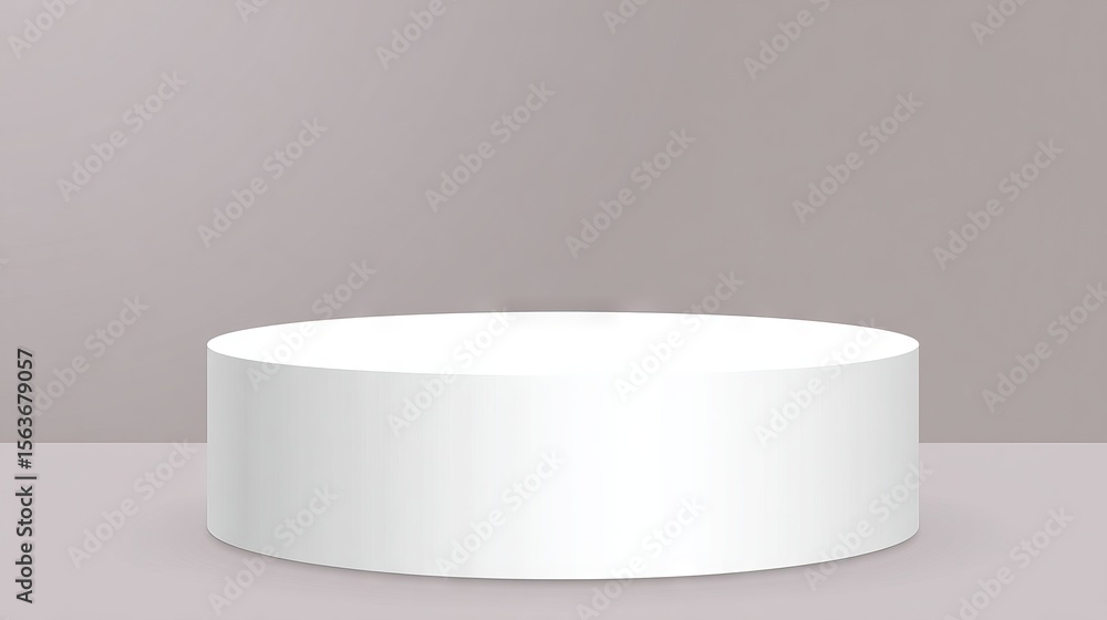 Poster minimalist white podium on a soft gray background, ideal for product display, showcasing elegance an