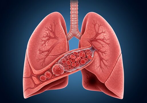 Pulmonary embolism depiction showing blocked artery in lungs