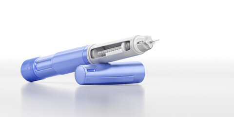 Sterile insulin pen. Ozempic, semaglutide, wegovy medical device. Diabetes, obesity treatment. Portable injection system, precision needle, ergonomic design.  Pharmaceutical industry, healthcare 3D