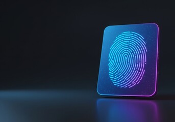 Biometric fingerprint scanning for security and identification. Digital technology for data access. Concept of privacy and authentication.