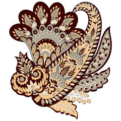 Damask paisley isolated vector floral ornament