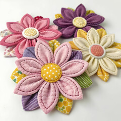set of fabric flowers