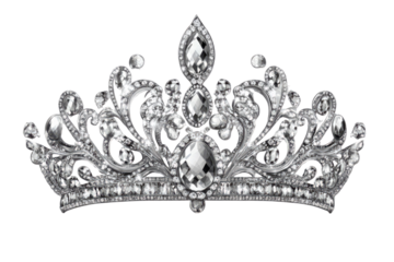 Tiara jewellery silver crown isolated on transparent background PNG