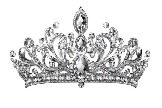 Tiara jewellery silver crown isolated on transparent background PNG