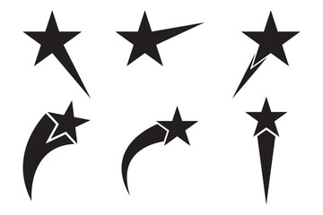 Black Shooting Star Icon Bundle. Shooting Star Icon