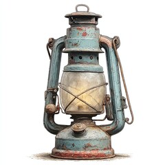Vintage oil lantern with a weathered appearance.