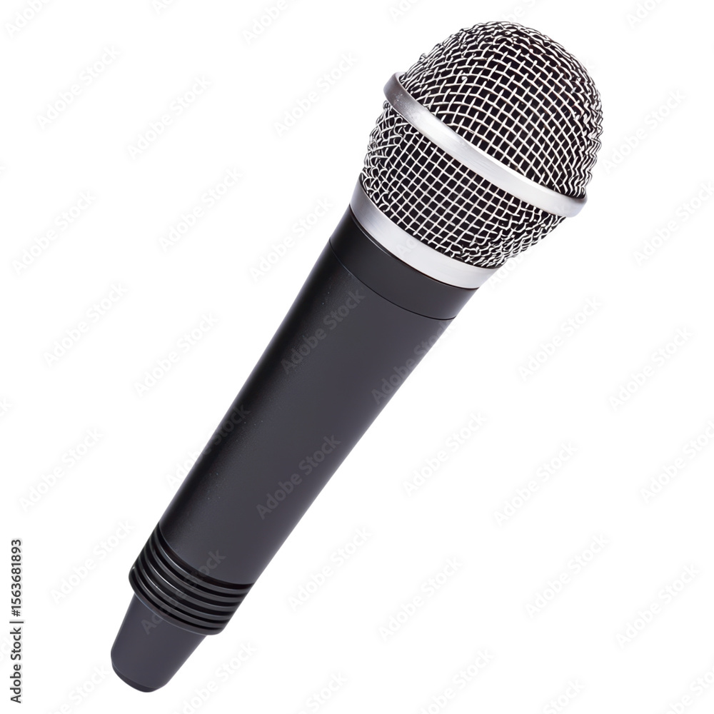 Poster professional dynamic microphone isolated on white background for audio use, isolated on transparent 