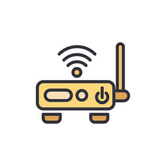 Stylized Wireless Router With Antenna For Network Connectivity Illustration