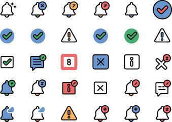 notification and alert icons vector set