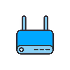Vibrant Blue Wireless Router With Dual Antennas And Indicators Design