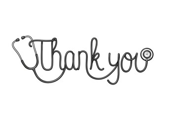 Thank you message with stethoscope illustration for healthcare appreciation