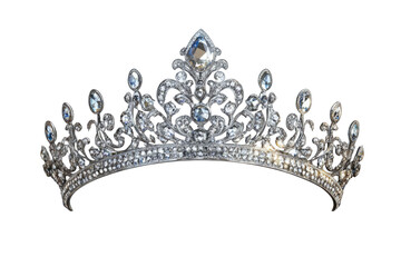 Tiara jewellery silver crown isolated on transparent background PNG