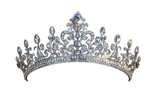 Tiara jewellery silver crown isolated on transparent background PNG