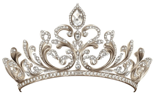 Tiara jewellery silver crown isolated on transparent background PNG