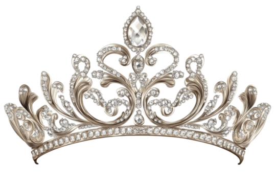 Tiara jewellery silver crown isolated on transparent background PNG - Powered by Adobe