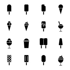 Ice cream silhouette icons set