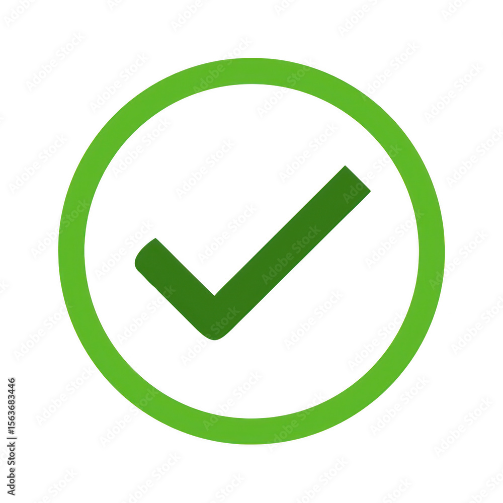 Poster green check mark inside circle isolated on transparent background