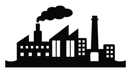 Obraz premium Industrial Complex Silhouette Pollution and Manufacturing