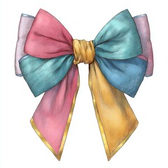 Colorful ribbon bow illustration with a whimsical design.