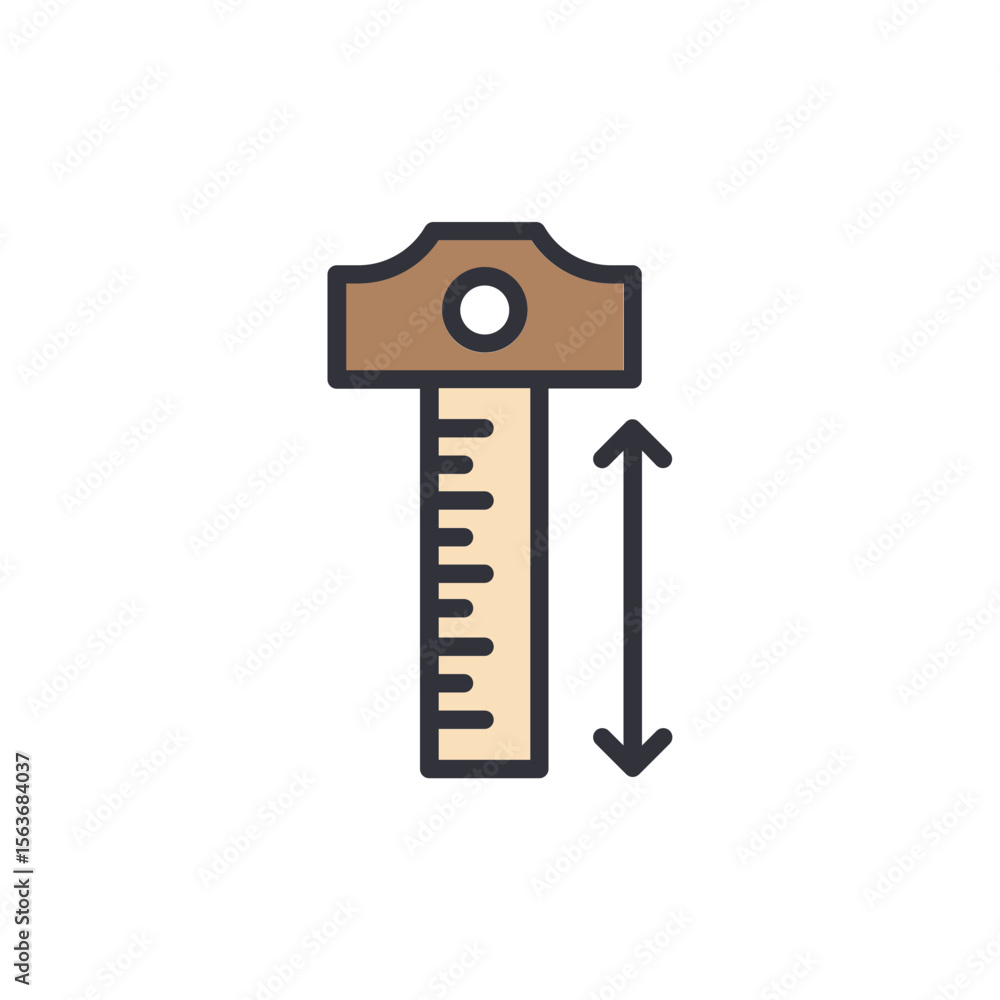 Poster vector graphic illustrating precise measurement with scale and arrow