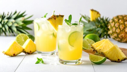 Refreshing Pineapple Lime Cocktail Drink.