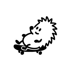 Cartoon hedgehog riding a skateboard