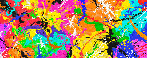Digital painted in oil on canvas , Oil portrait painting in multicolored tones, Abstract picture of a beautiful.
