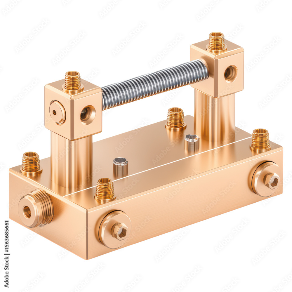 Poster precision engineered copper alloy fastener for mechanical applications, isolated on transparent back