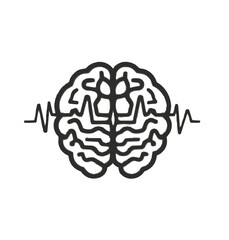 brain with pulse, simple  line.  Editable line icons. Vector illustration.
