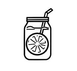 detox water jar, simple  line.  Editable line icons. Vector illustration.