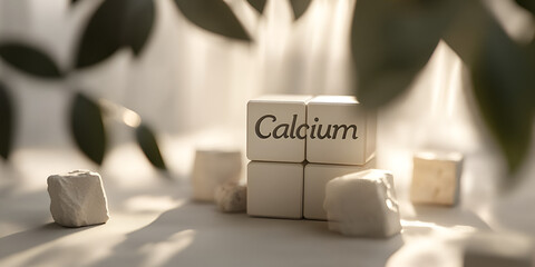 Calcium Word on Wooden Blocks in Natural Light Setting 