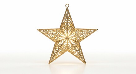 Obraz premium Golden christmas star ornament decoration holiday season festive celebration shiny bright elegant design