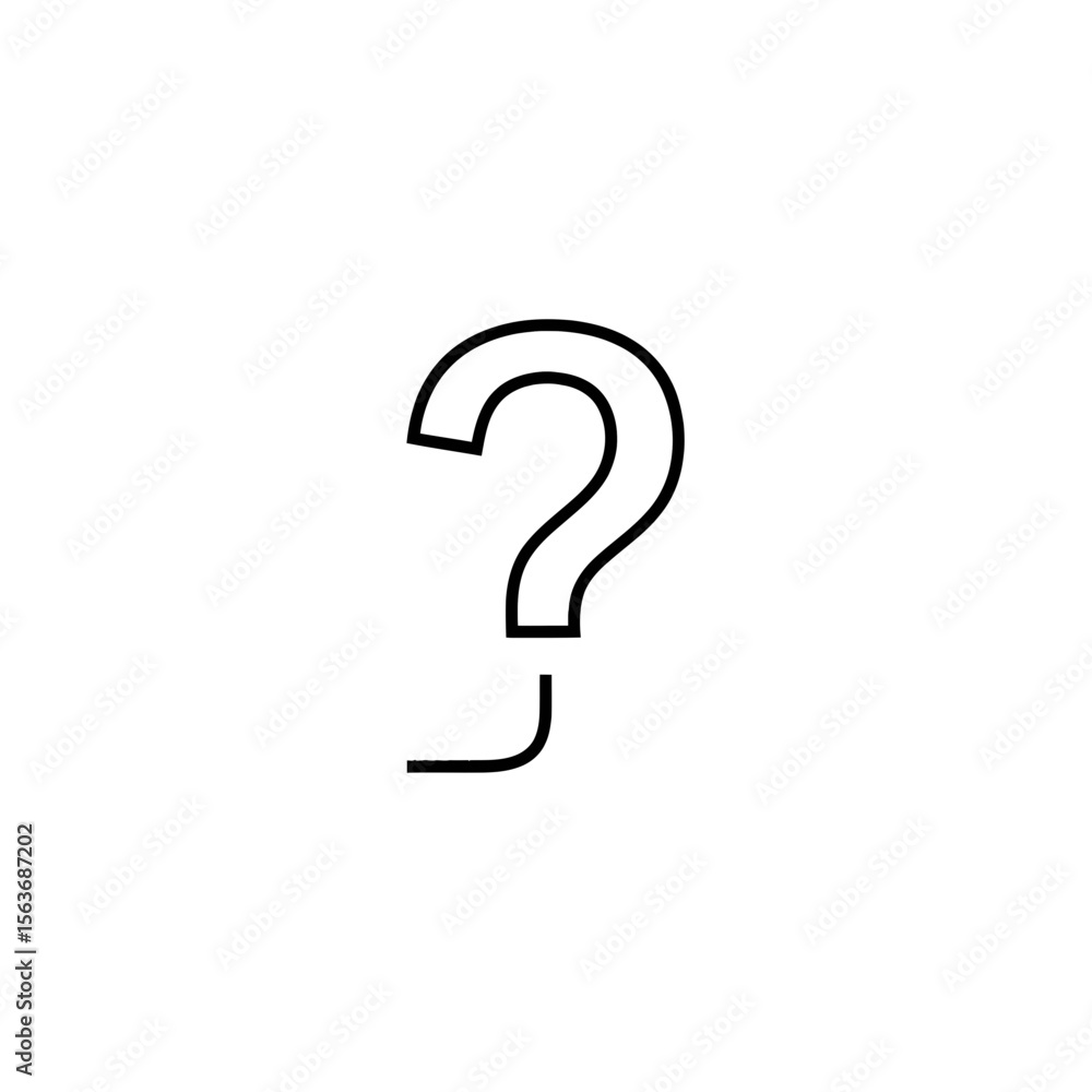 Poster minimalist black outline question mark symbol graphic isolated vector illustration icon representing