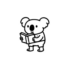 Cute koala holding a book
