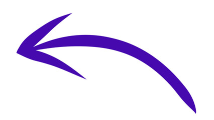 Transparent Background: Bold Purple Curved Left Arrow, Dynamic and Smooth Design Element for Navigation, Directional Cues, or Artistic Graphics.

