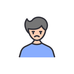 Cartoonish Image Depicting A Sad Young Man With Gray Hair