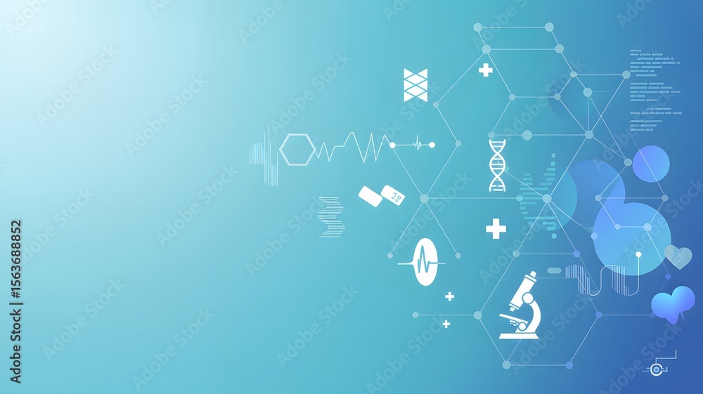 Poster abstract medical and healthcare background with scientific elements and interconnected network struc